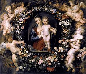 Rubens Madonna on Floral Wreath