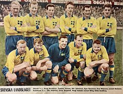 Svenska herrlandslaget i fotboll 28 maj 1961 mot Schweiz