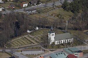 April 2009 aerial photograph of Anderstorp Church.