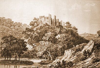 Berry Pomeroy Castle etching