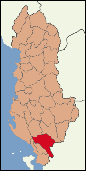 Map showing the district within Albania