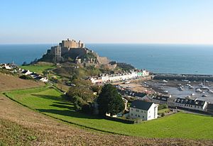 Mont Orgueil and Gorey harbour, Jersey