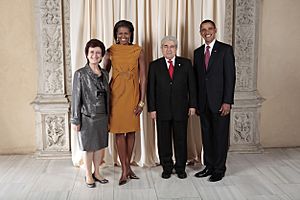 Demetris Christofias with Obamas