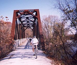 Katy Trail bridge and bikers