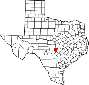 Map of Texas highlighting Blanco County