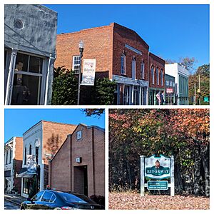 Top, left: South Palmer Street, right: Ridgeway welcome sign