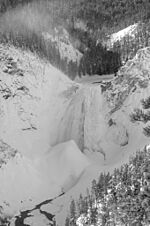 Large waterfall encased in ice.