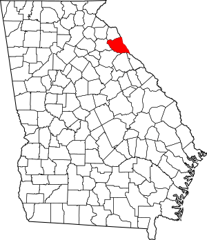 Map of Georgia highlighting Elbert County