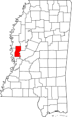 Map of Mississippi highlighting Sharkey County