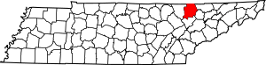 Map of Tennessee highlighting Campbell County