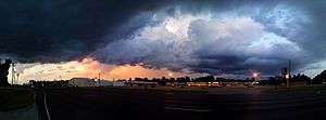 Panoramic view of Silsbee at night