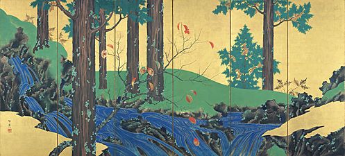 Suzuki Kiitsu - Mountain Stream in Summer and Autumn 2