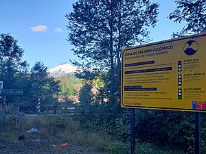 Aviso Volcan Villarrica en Challupen