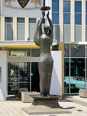 Ethos sculpture in front of Legislative Assembly Building, Canberra, 2022, 03