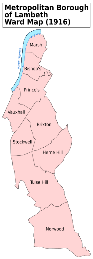 Lambeth Met. B Ward Map 1916