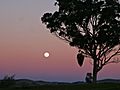 Moon and red blue haze