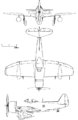 Republic P-47N 3-side drawings