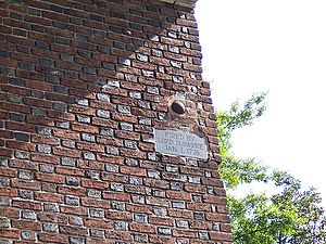 Cannonball lodged in church wall