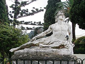 Closeup of Achilles thniskon in Corfu Achilleion autocorrected