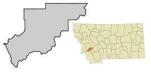 Location of Anaconda within the county Deer Lodge County.