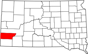 Map of South Dakota highlighting Custer County