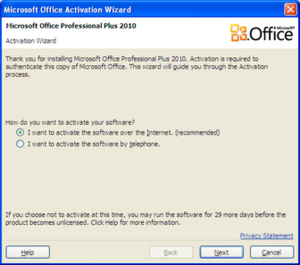 Office 2010 Activation Wizard