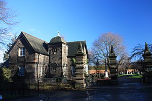 The entrance to Seafield Cemetery, Leith Links