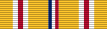 Width-44 yellow ribbon with central width-4 Old Glory blue-white-scarlet stripe. At distance 6 from the edges are width-6 white-scarlet-white stripes.