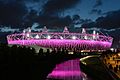 Olympic Stadium (London) illuminated, 3 August 2012