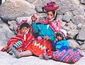 Wool spinning family Peru.