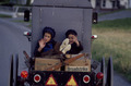 Amish children in the back of a buggy on the road in Lancaster County, Pensylvania LCCN2011632697