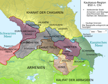 situation in the Caucasus in 850s  (Hereti's greatest extent)