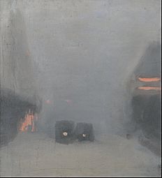 Clarice Beckett - Passing trams - Google Art Project