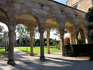 Covered walkway at the southern edge of the Great Court at the University of Queensland July 2015