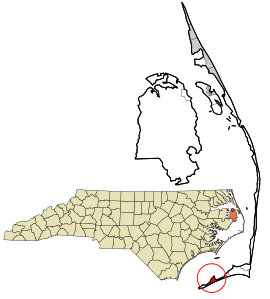 Location in Dare County and the state of North Carolina