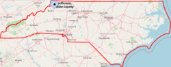 Location within the U.S. state of North Carolina