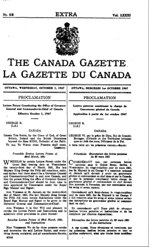 Letters Patent 1947 page1