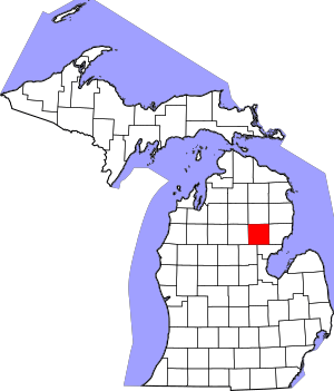 Map of Michigan highlighting Ogemaw County