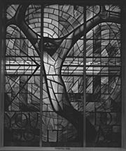 Stained glass window at the 16th Street Baptist Church in Birmingham