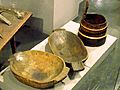 Traditional wooden bowls for making kaymak