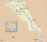 Map of the Trinity River and its watershed