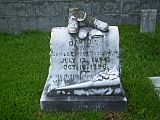 Gravestone with marble shoes and stockings