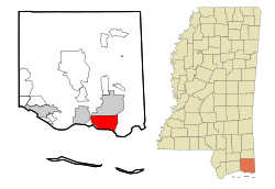 Location of Pascagoula in Jackson County, Mississippi