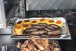 Llapingachos and chorizos