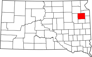 Map of South Dakota highlighting Codington County