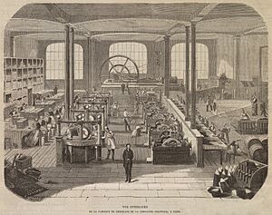 Vue intérieure de la fabrique de chocolats de la compagnie coloniale, à Paris