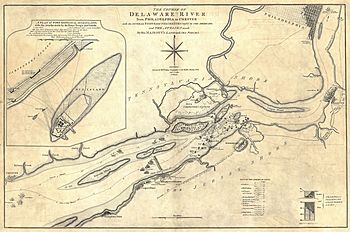 British Revolutionary War map of the Delaware River at Fort Mercer