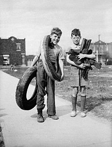 Children collecting rubber