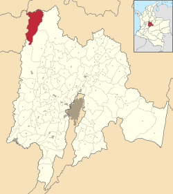 Location of the municipality and town inside Cundinamarca Department of Colombia