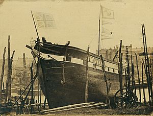 Early view of barque launched on the River Wear (14108627503)